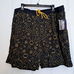 Modelo Men's Gold & Black Board Shorts Drawstring Swim Shorts 3XL(48-50)